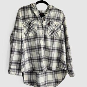 Body 10der Hooded Flannel Shirt - High-Low Hem, 2X